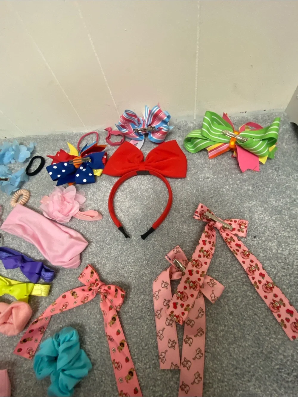 Kids Red Bow Headband and Mixed Color Hair Accessories Set